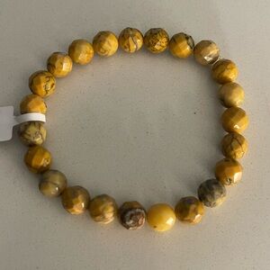 Yellow Faceted Jasper Beaded Bracelet 6.5”